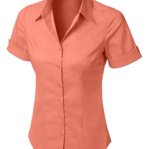Women's Tailored Short Sleeve Button Down Shirt
